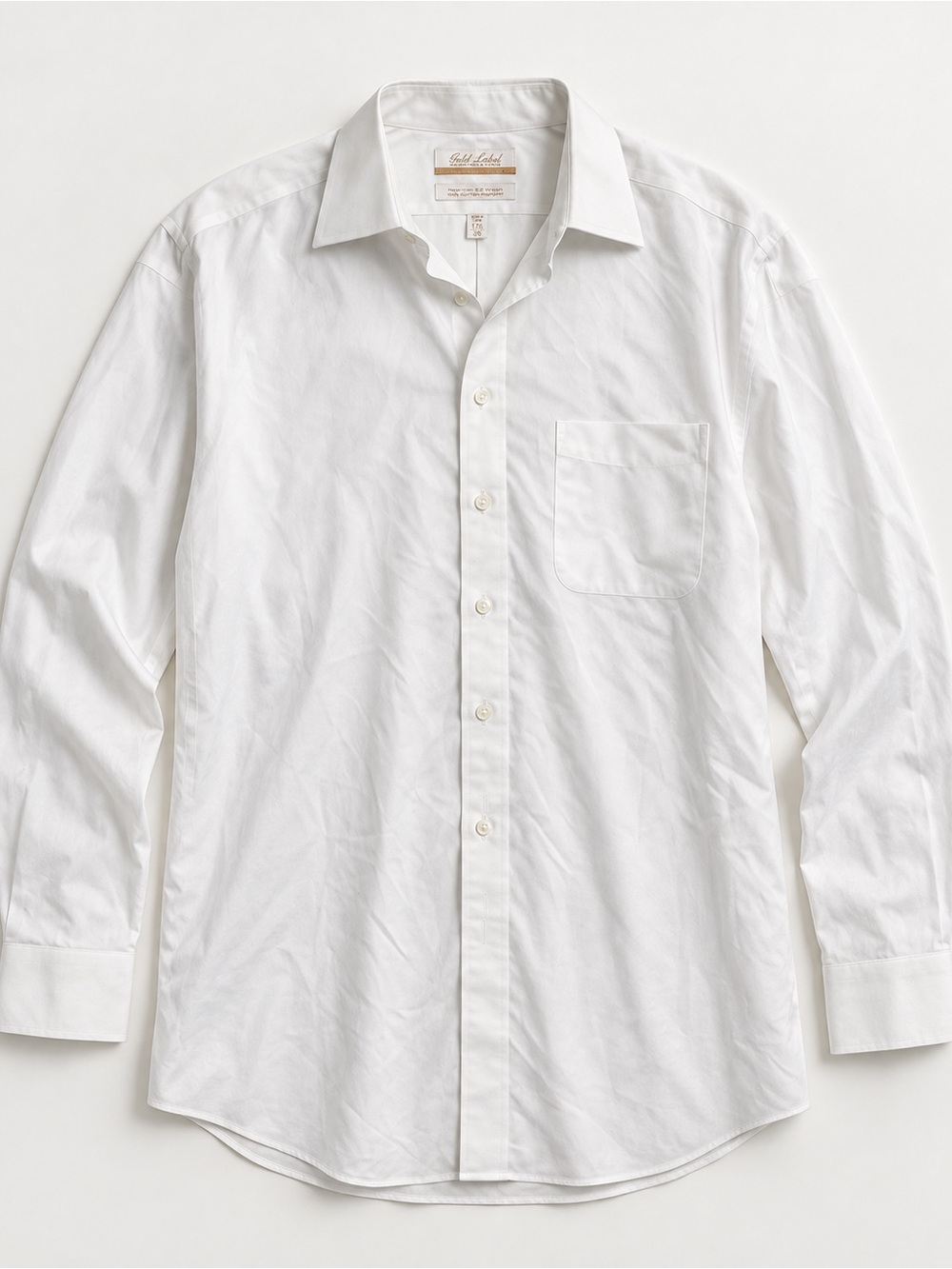Gold Label Roundtree & Yorke White Dress Shirt Men’s 17.5 35 NonIron 100% Cotton